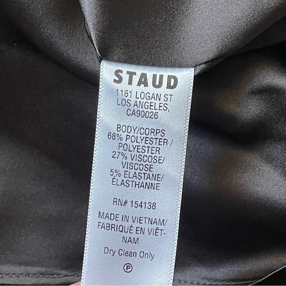 NEW STAUD Charlotte Cap Sleeve Midi Dress in Black Size 6 - Picture 10 of 12